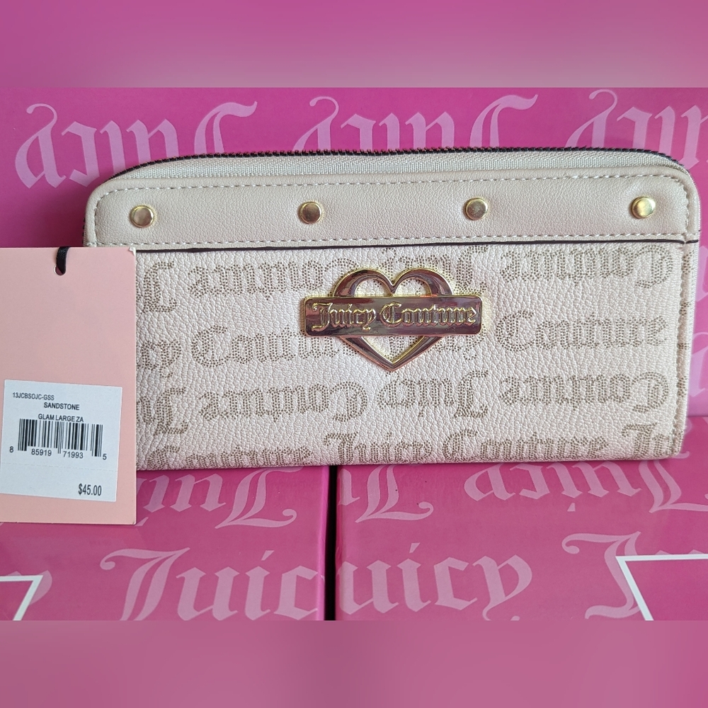BNWT Juicy Couture Glam Sandstone Zip Around Wallet